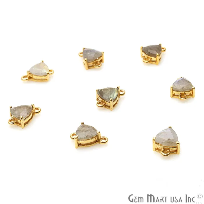 GemMartUSA Labradorite Prong Setting Gold Plated Flashy Gemstone Connector PreStyled Sets