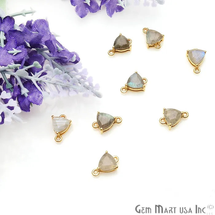 GemMartUSA Labradorite Prong Setting Gold Plated Flashy Gemstone Connector PreStyled Sets