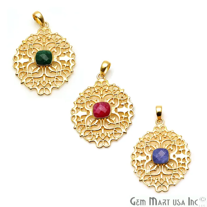 GemMartUSA Necklaces DIY Gold 46x34mm Chandelier Filigree Pendant 1pc Pick Your Gemstone GemMartUSA Necklaces DIY Gold 46x34mm Chandelier Filigree Pendant 1pc Pick Your Gemstone