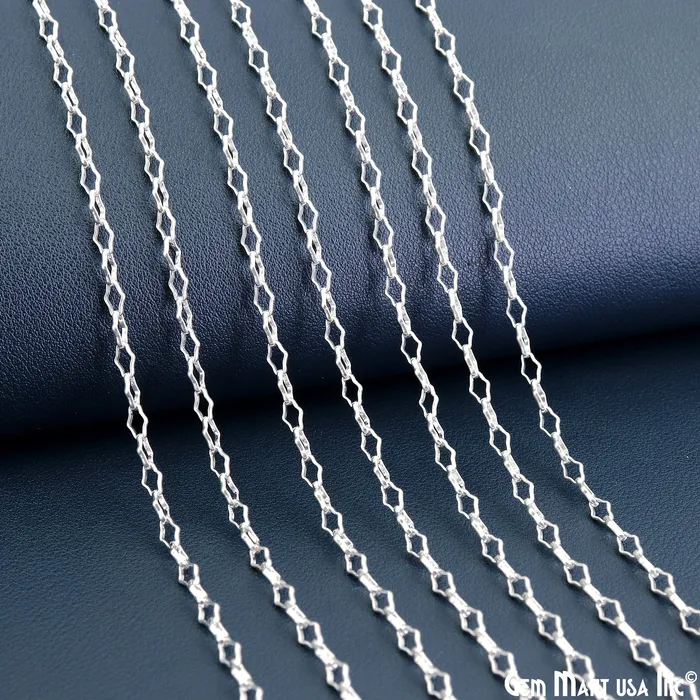 GemMartUSA Necklaces Finding Chain 6x4mm Silver Plated Station Rosary Chain