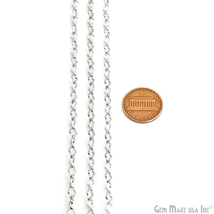 GemMartUSA Necklaces Finding Chain 6x4mm Silver Plated Station Rosary Chain