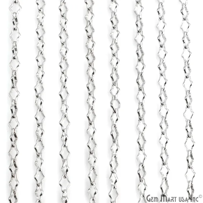 GemMartUSA Necklaces Finding Chain 6x4mm Silver Plated Station Rosary Chain