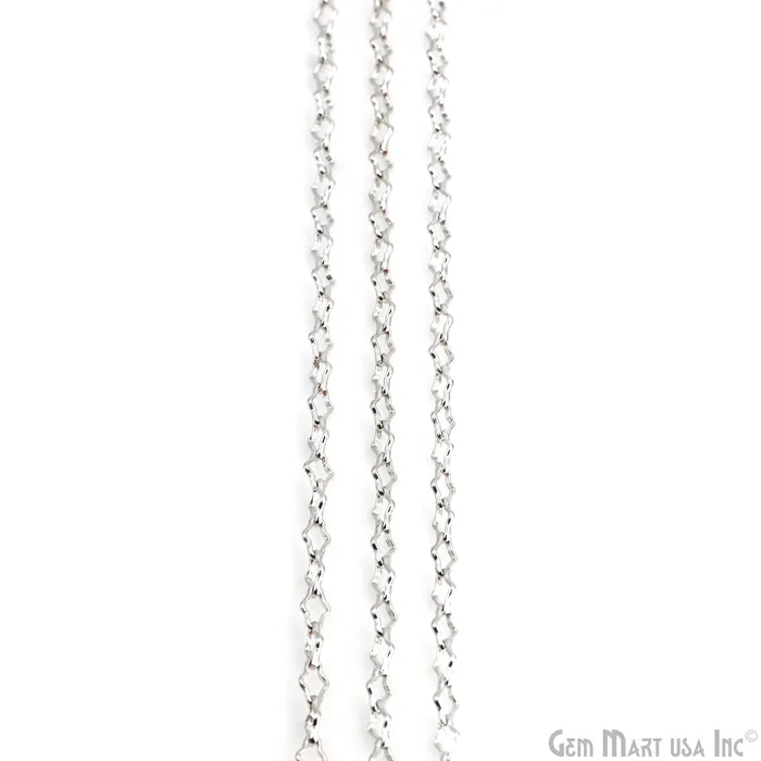 GemMartUSA Necklaces Finding Chain 6x4mm Silver Plated Station Rosary Chain