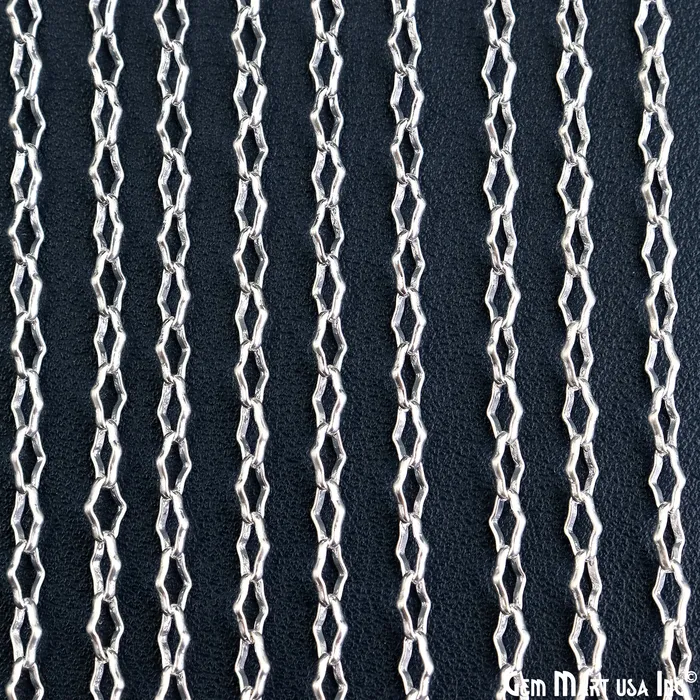 GemMartUSA Necklaces Finding Chain 6x4mm Silver Plated Station Rosary Chain
