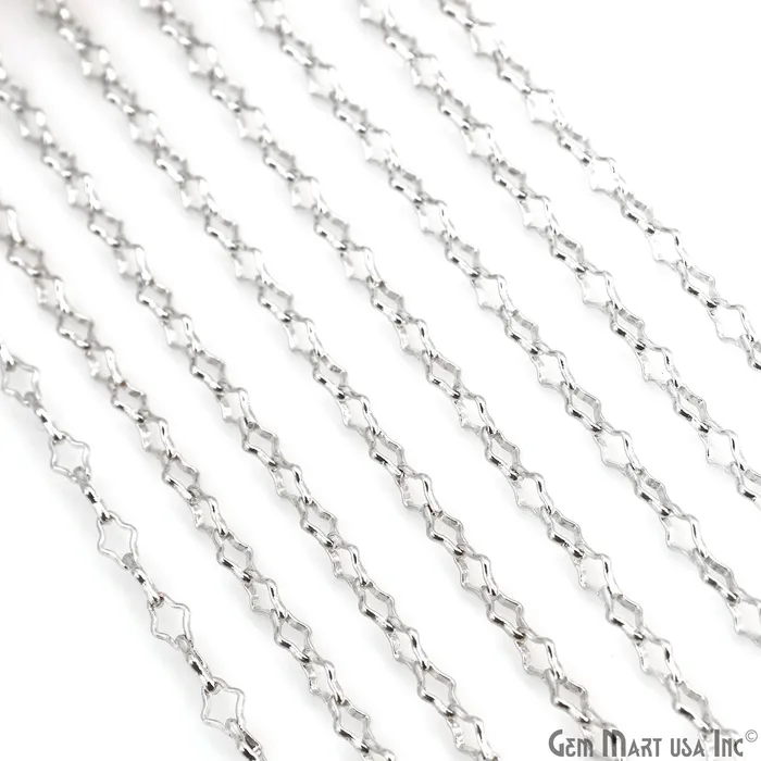 GemMartUSA Necklaces Finding Chain 6x4mm Silver Plated Station Rosary Chain