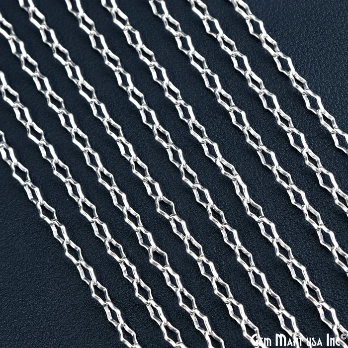 GemMartUSA Necklaces Finding Chain 6x4mm Silver Plated Station Rosary Chain