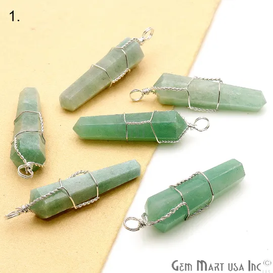 GemmartUSA Necklaces Healing Point Pendant 49x11mm Silver Wire Wrapped GemmartUSA Necklaces Healing Point Pendant 49x11mm Silver Wire Wrapped