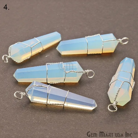 GemmartUSA Necklaces Healing Point Pendant 49x11mm Silver Wire Wrapped GemmartUSA Necklaces Healing Point Pendant 49x11mm Silver Wire Wrapped