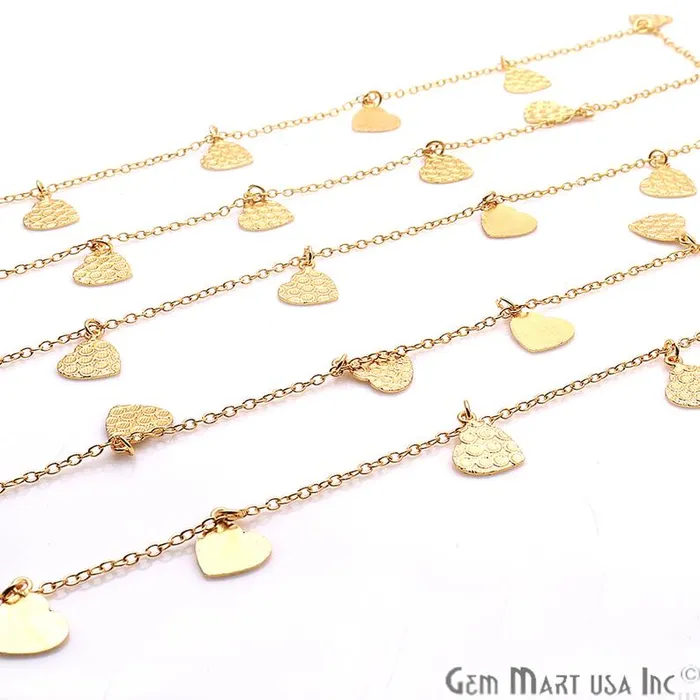 GemmartUSA Necklaces Heart Shape Finding Gold Plated Soldered Station Rosary Chain GemmartUSA Necklaces Heart Shape Finding Gold Plated Soldered Station Rosary Chain
