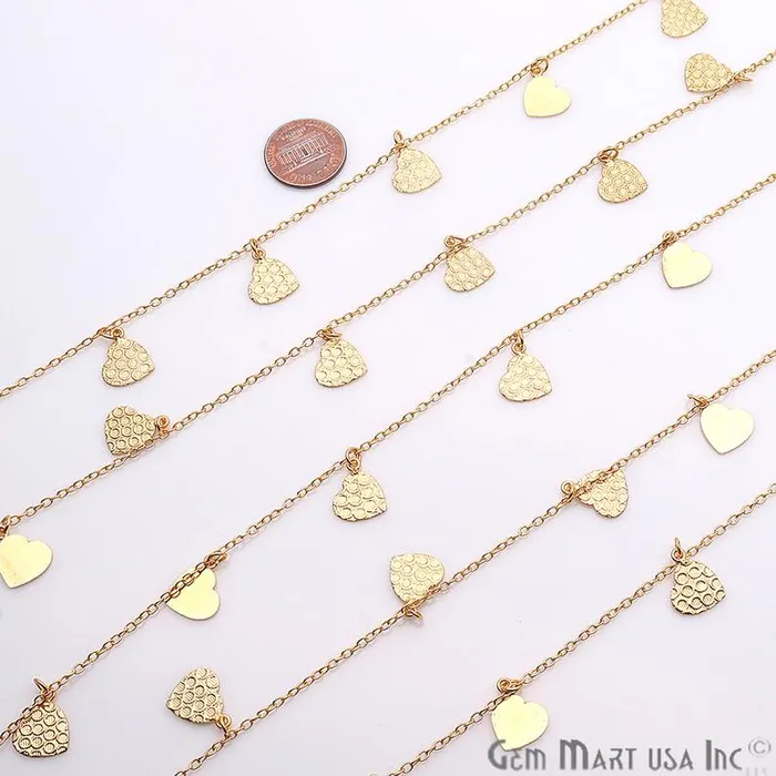 GemmartUSA Necklaces Heart Shape Finding Gold Plated Soldered Station Rosary Chain GemmartUSA Necklaces Heart Shape Finding Gold Plated Soldered Station Rosary Chain