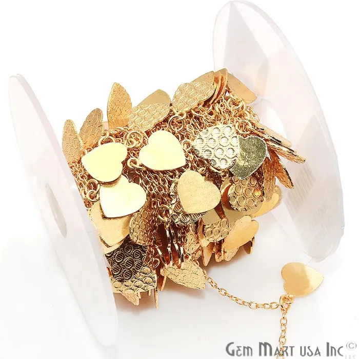 GemmartUSA Necklaces Heart Shape Finding Gold Plated Soldered Station Rosary Chain GemmartUSA Necklaces Heart Shape Finding Gold Plated Soldered Station Rosary Chain