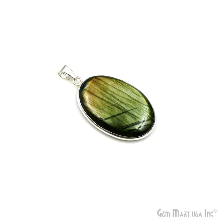 GemMartUSA Necklaces Labradorite Gemstone Oval 43x27mm Sterling Silver Necklace Pendant 1PC GemMartUSA Necklaces Labradorite Gemstone Oval 43x27mm Sterling Silver Necklace Pendant 1PC