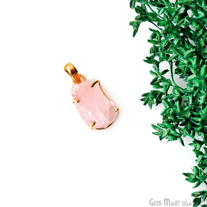 GemMartUSA Necklaces Natural Morganite Organic 22x10mm Gold Plated Prong Setting Single Bail Gemstone Pendant GemMartUSA Necklaces Natural Morganite Organic 22x10mm Gold Plated Prong Setting Single Bail Gemstone Pendant