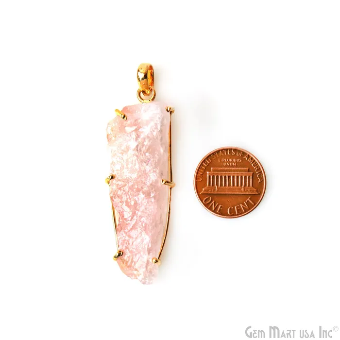 GemMartUSA Necklaces Natural Morganite Organic 52x16mm Gold Plated Prong Setting Single Bail Gemstone Pendant GemMartUSA Necklaces Natural Morganite Organic 52x16mm Gold Plated Prong Setting Single Bail Gemstone Pendant