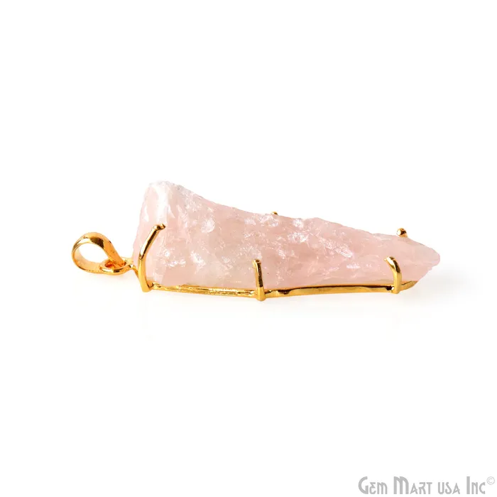 GemMartUSA Necklaces Natural Morganite Organic 52x16mm Gold Plated Prong Setting Single Bail Gemstone Pendant GemMartUSA Necklaces Natural Morganite Organic 52x16mm Gold Plated Prong Setting Single Bail Gemstone Pendant