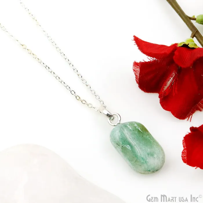 GemMartUSA Necklaces Tumble Stone 25x15mm Free Form Shape Silver Plated Necklace Chain 18 Inch GemMartUSA Necklaces Tumble Stone 25x15mm Free Form Shape Silver Plated Necklace Chain 18 Inch