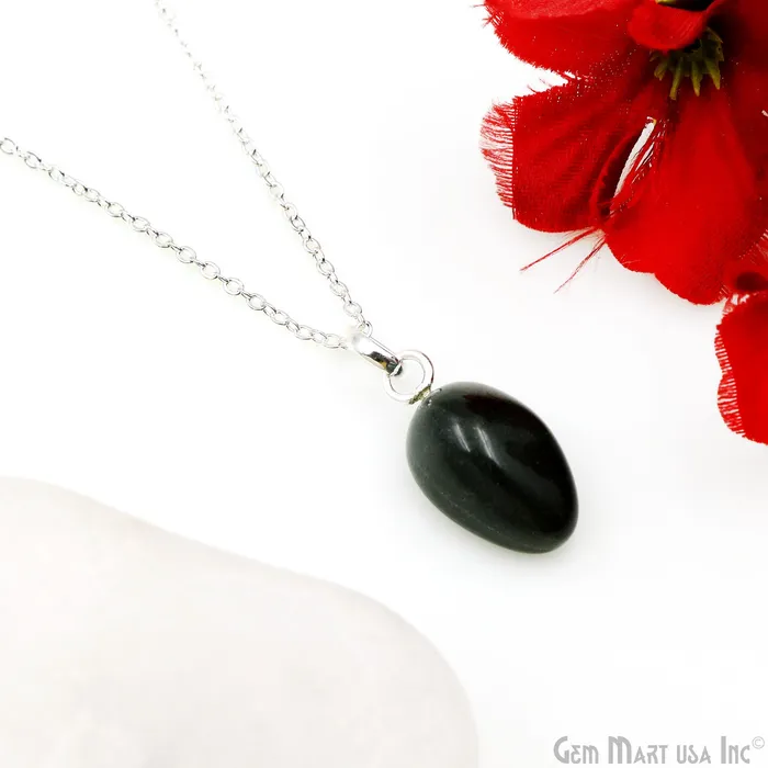 GemMartUSA Necklaces Tumble Stone 25x15mm Free Form Shape Silver Plated Necklace Chain 18 Inch GemMartUSA Necklaces Tumble Stone 25x15mm Free Form Shape Silver Plated Necklace Chain 18 Inch