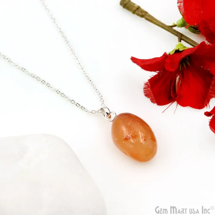 GemMartUSA Necklaces Tumble Stone 25x15mm Free Form Shape Silver Plated Necklace Chain 18 Inch GemMartUSA Necklaces Tumble Stone 25x15mm Free Form Shape Silver Plated Necklace Chain 18 Inch