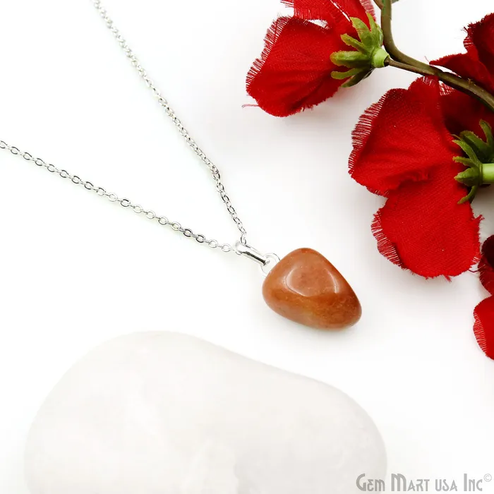 GemMartUSA Necklaces Tumble Stone 25x15mm Free Form Shape Silver Plated Necklace Chain 18 Inch GemMartUSA Necklaces Tumble Stone 25x15mm Free Form Shape Silver Plated Necklace Chain 18 Inch