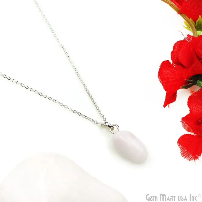 GemMartUSA Necklaces Tumble Stone 25x15mm Free Form Shape Silver Plated Necklace Chain 18 Inch GemMartUSA Necklaces Tumble Stone 25x15mm Free Form Shape Silver Plated Necklace Chain 18 Inch
