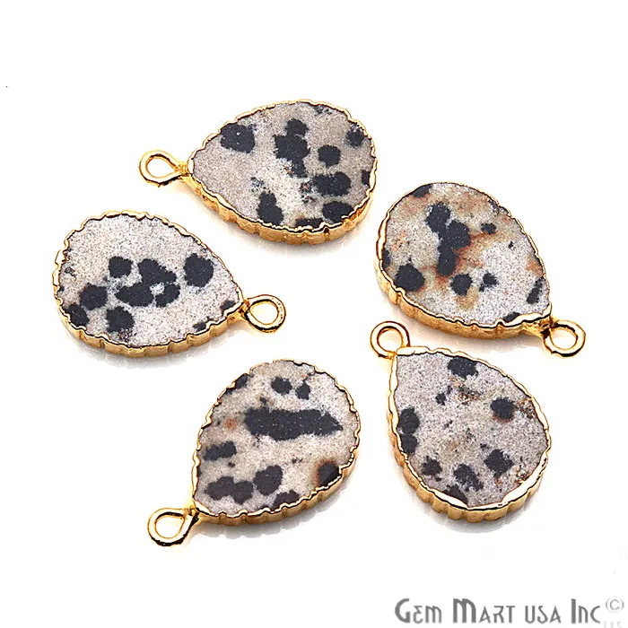 GemMartUSA Pear 12x16mm Zig Zag Single Bail Gold Edged Gemstone Connector Pick Stone Lot Size Earrings