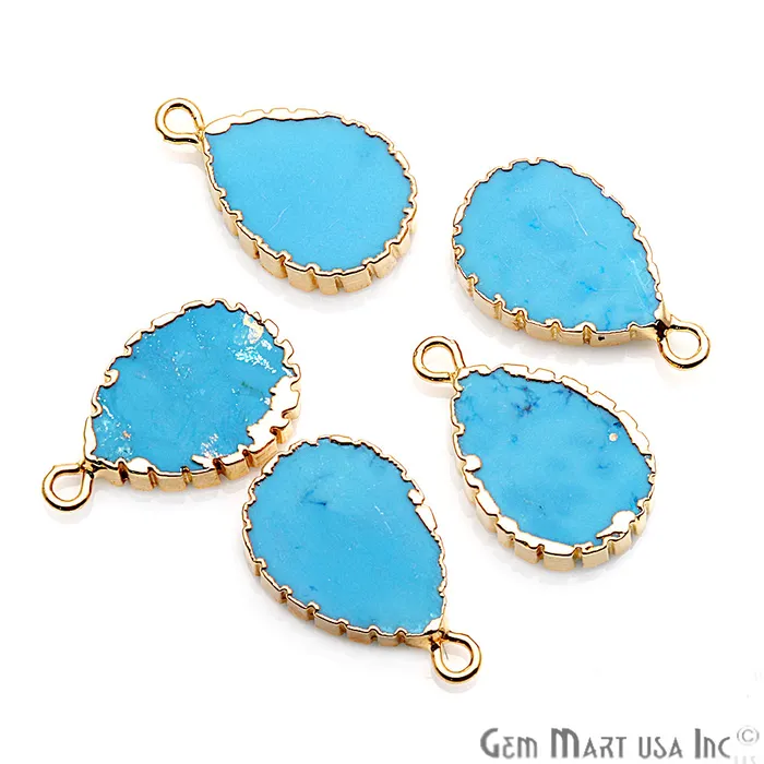 GemMartUSA Pear 12x16mm Zig Zag Single Bail Gold Edged Gemstone Connector Pick Stone Lot Size Earrings