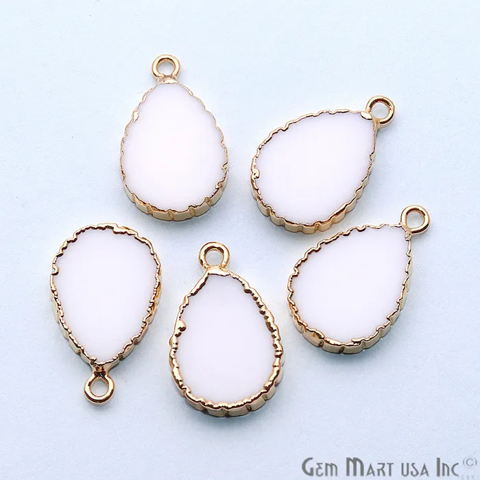 GemMartUSA Pear 12x16mm Zig Zag Single Bail Gold Edged Gemstone Connector Pick Stone Lot Size Earrings
