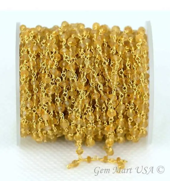 GemmartUSA PreStyled Sets citrine 335mm Gold Plated Wire Wrapped Beads Rosary Chain GemmartUSA PreStyled Sets citrine 335mm Gold Plated Wire Wrapped Beads Rosary Chain