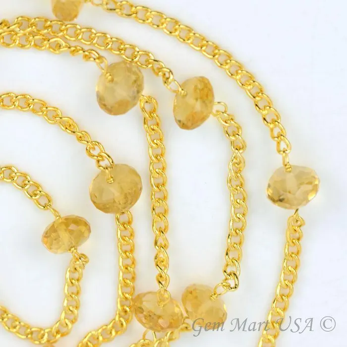 GemmartUSA PreStyled Sets citrine 335mm Gold Plated Wire Wrapped Beads Rosary Chain GemmartUSA PreStyled Sets citrine 335mm Gold Plated Wire Wrapped Beads Rosary Chain