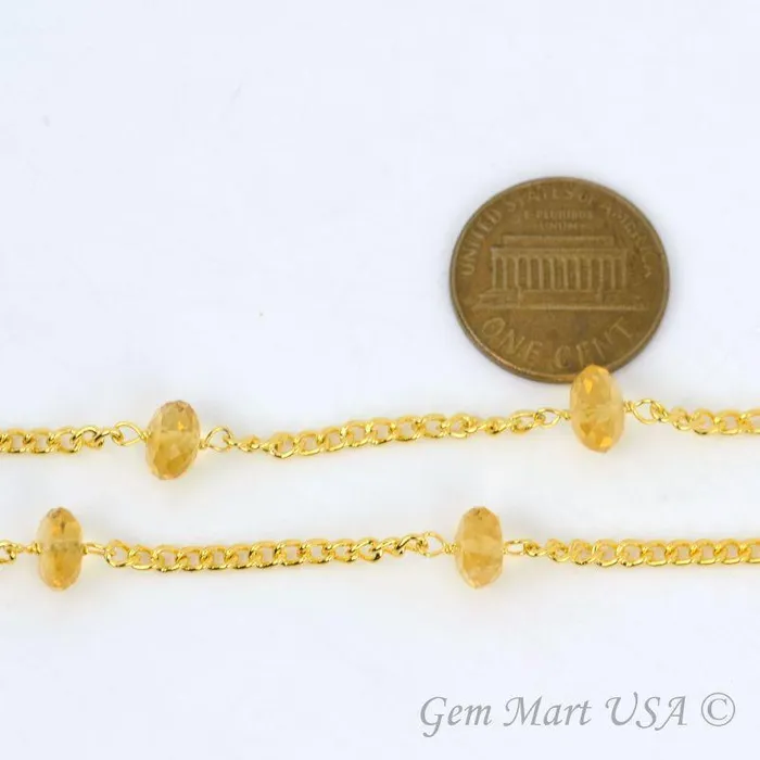 GemmartUSA PreStyled Sets citrine 335mm Gold Plated Wire Wrapped Beads Rosary Chain GemmartUSA PreStyled Sets citrine 335mm Gold Plated Wire Wrapped Beads Rosary Chain