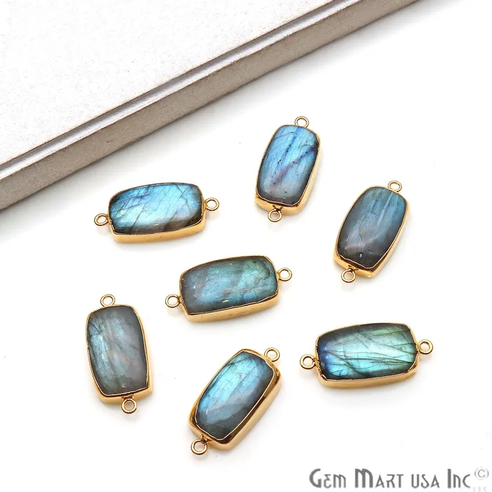 GemMartUSA PreStyled Sets Labradorite Cabochon 30x14mm Octagon Gold Electroplated Double Bail Gemstone Connector