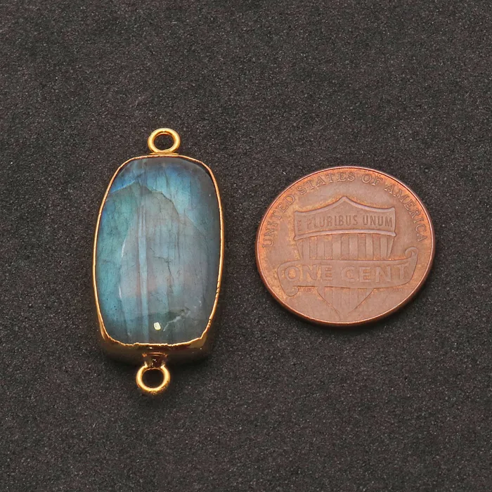 GemMartUSA PreStyled Sets Labradorite Cabochon 30x14mm Octagon Gold Electroplated Double Bail Gemstone Connector GemMartUSA PreStyled Sets Labradorite Cabochon 30x14mm Octagon Gold Electroplated Double Bail Gemstone Connector