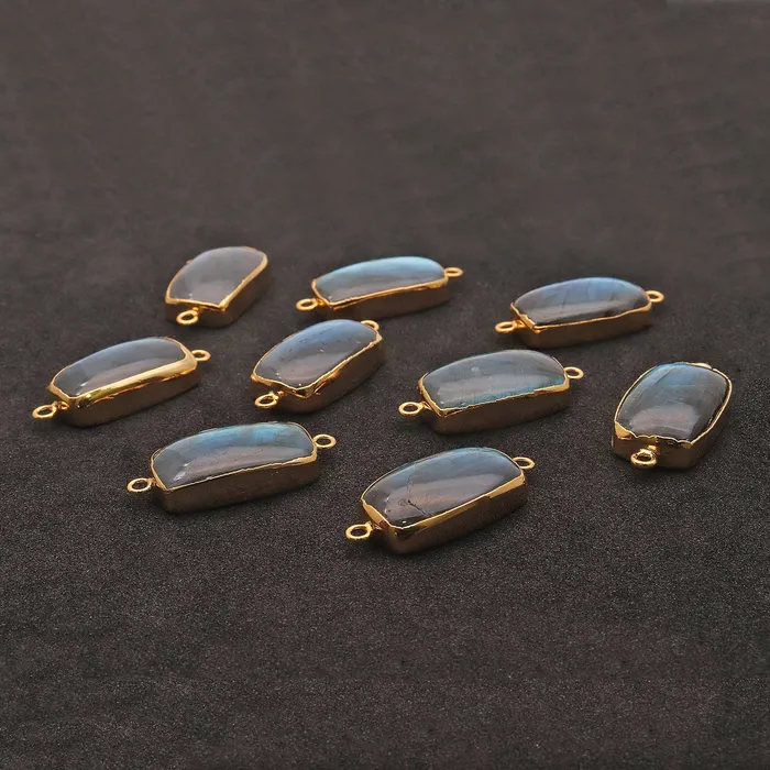 GemMartUSA PreStyled Sets Labradorite Cabochon 30x14mm Octagon Gold Electroplated Double Bail Gemstone Connector GemMartUSA PreStyled Sets Labradorite Cabochon 30x14mm Octagon Gold Electroplated Double Bail Gemstone Connector
