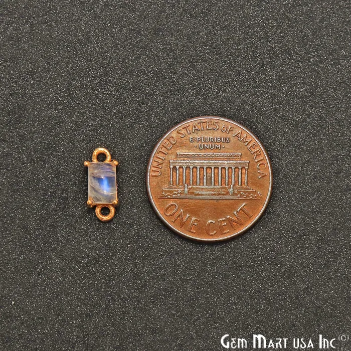 GemMartUSA PreStyled Sets Rainbow Moonstone Cabochon Rectangle Prong Gold Plated Bail Connector