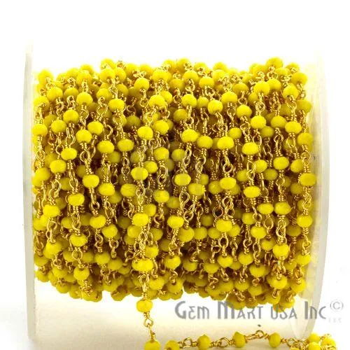 GemMartUSA PreStyled Sets Yellow Agate 253mm Gold Plated Wire Wrapped Beads Rosary Chain GemMartUSA PreStyled Sets Yellow Agate 253mm Gold Plated Wire Wrapped Beads Rosary Chain