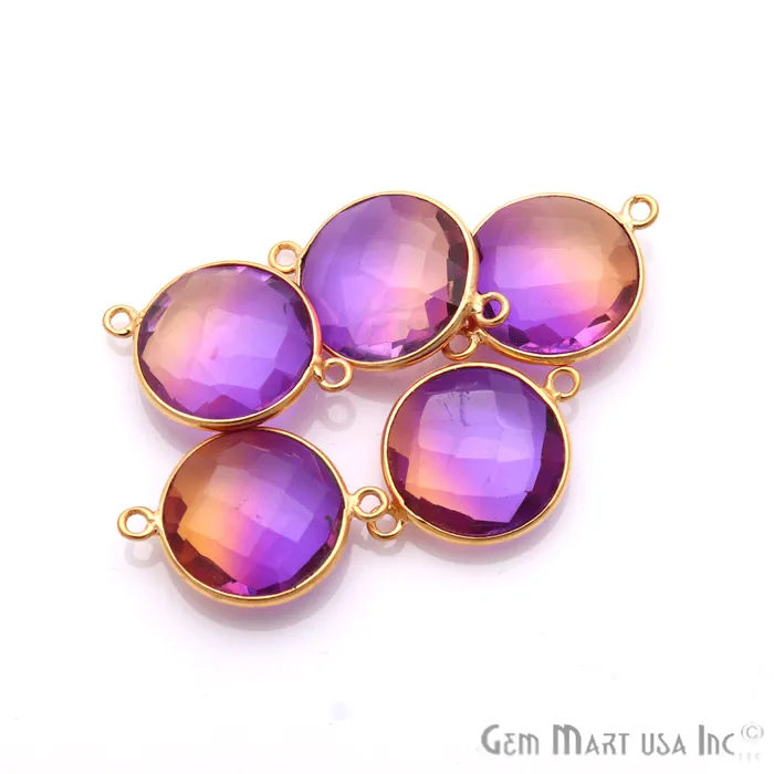 GemmartUSA Rings Doublet Aura Quartz 14mm Round Double Bail Gold Bezel Connector GemmartUSA Rings Doublet Aura Quartz 14mm Round Double Bail Gold Bezel Connector
