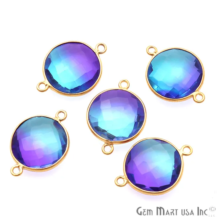 GemmartUSA Rings Doublet Aura Quartz 14mm Round Double Bail Gold Bezel Connector GemmartUSA Rings Doublet Aura Quartz 14mm Round Double Bail Gold Bezel Connector
