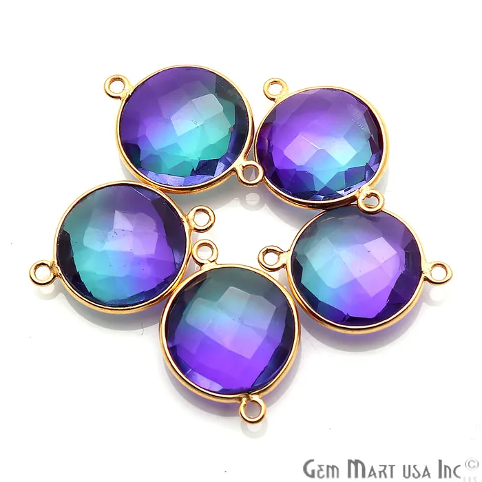 GemmartUSA Rings Doublet Aura Quartz 14mm Round Double Bail Gold Bezel Connector GemmartUSA Rings Doublet Aura Quartz 14mm Round Double Bail Gold Bezel Connector