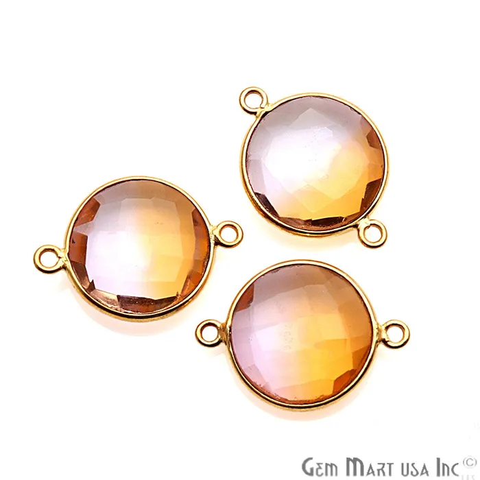 GemmartUSA Rings Doublet Aura Quartz 14mm Round Double Bail Gold Bezel Connector GemmartUSA Rings Doublet Aura Quartz 14mm Round Double Bail Gold Bezel Connector