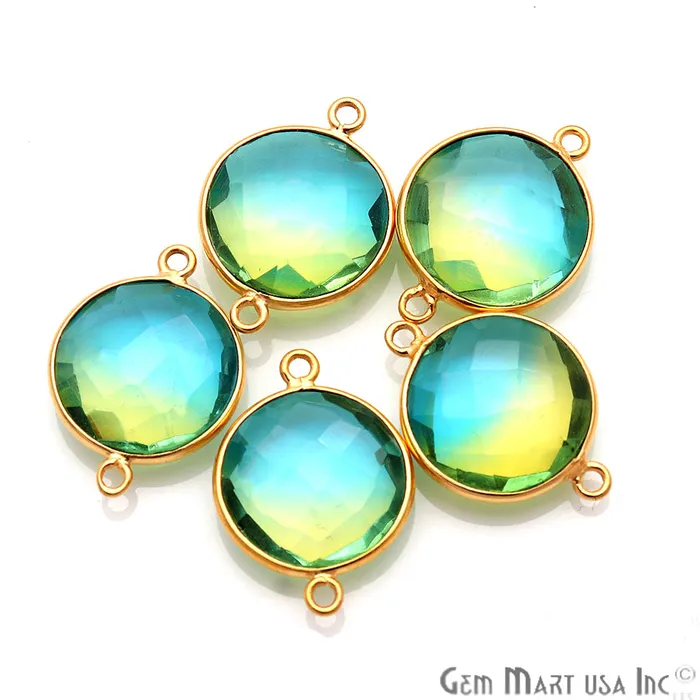 GemmartUSA Rings Doublet Aura Quartz 14mm Round Double Bail Gold Bezel Connector GemmartUSA Rings Doublet Aura Quartz 14mm Round Double Bail Gold Bezel Connector