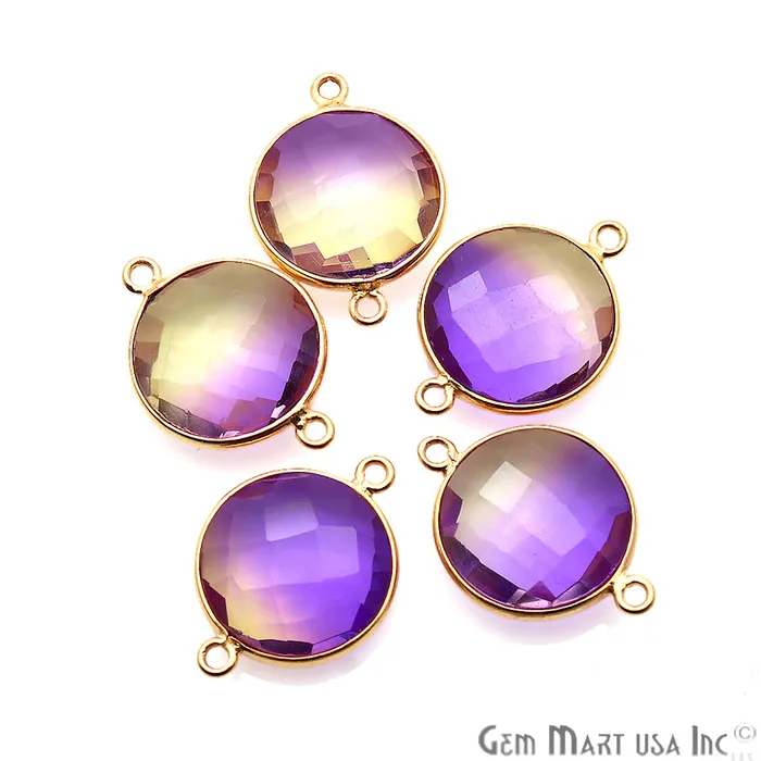 GemmartUSA Rings Doublet Aura Quartz 14mm Round Double Bail Gold Bezel Connector GemmartUSA Rings Doublet Aura Quartz 14mm Round Double Bail Gold Bezel Connector