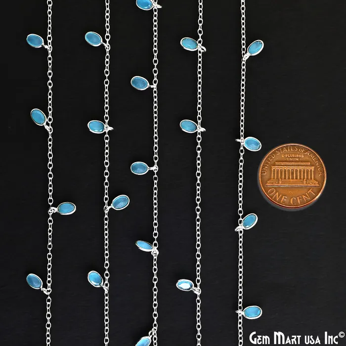 GemMartUSA Rings Sky Blue Chalcedony Oval 5x3mm Silver Plated Bezel Connector Dangle Rosary Chain GemMartUSA Rings Sky Blue Chalcedony Oval 5x3mm Silver Plated Bezel Connector Dangle Rosary Chain