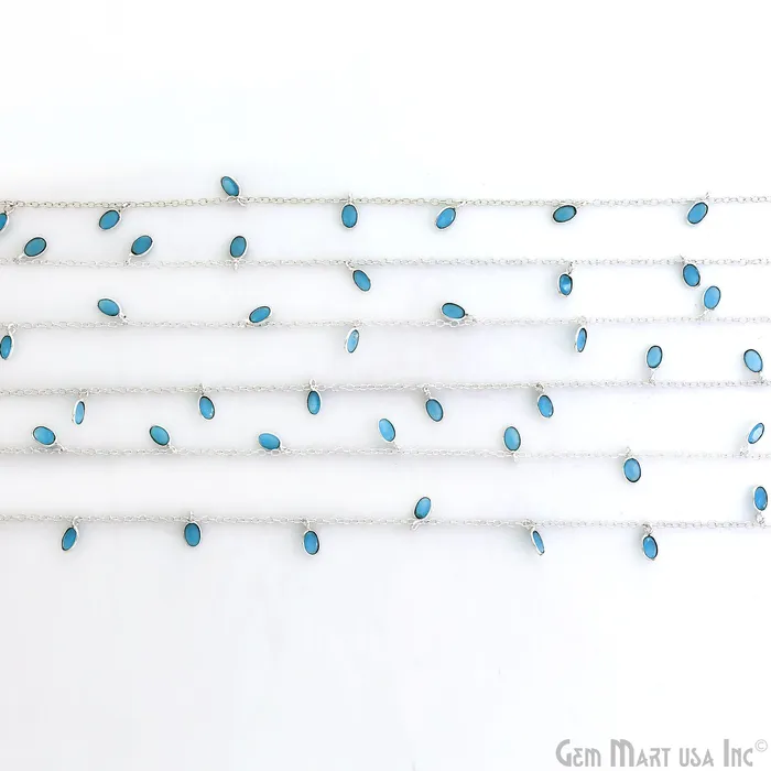 GemMartUSA Rings Sky Blue Chalcedony Oval 5x3mm Silver Plated Bezel Connector Dangle Rosary Chain GemMartUSA Rings Sky Blue Chalcedony Oval 5x3mm Silver Plated Bezel Connector Dangle Rosary Chain