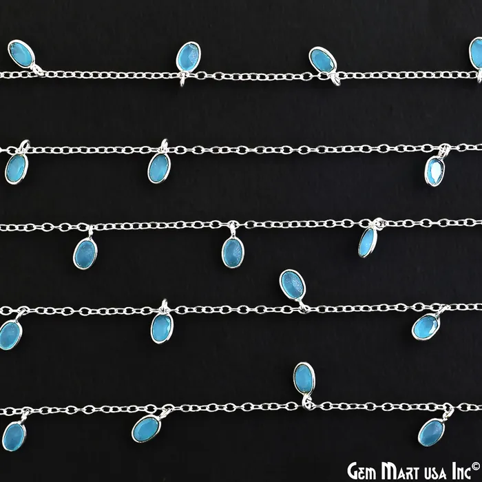 GemMartUSA Rings Sky Blue Chalcedony Oval 5x3mm Silver Plated Bezel Connector Dangle Rosary Chain GemMartUSA Rings Sky Blue Chalcedony Oval 5x3mm Silver Plated Bezel Connector Dangle Rosary Chain
