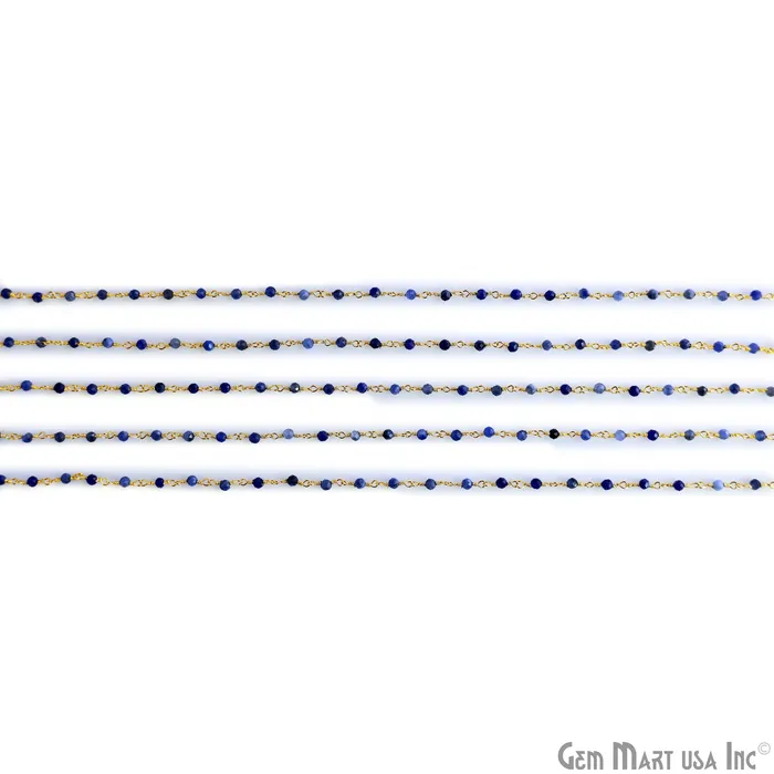 GemMartUSA Sodalite 225mm Tiny Beads Gold Plated Wire Wrapped Rosary Chain PreStyled Sets GemMartUSA Sodalite 225mm Tiny Beads Gold Plated Wire Wrapped Rosary Chain PreStyled Sets