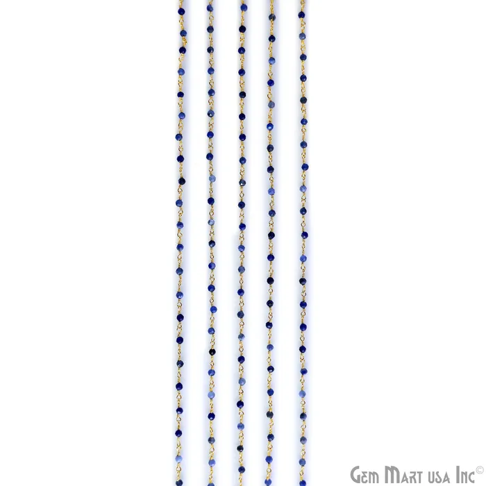 GemMartUSA Sodalite 225mm Tiny Beads Gold Plated Wire Wrapped Rosary Chain PreStyled Sets GemMartUSA Sodalite 225mm Tiny Beads Gold Plated Wire Wrapped Rosary Chain PreStyled Sets