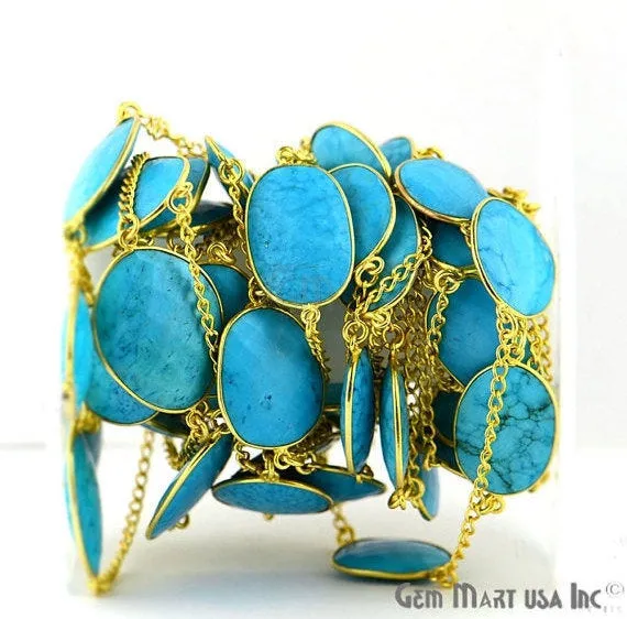 GemmartUSA Turquoise 1520mm Gold Plated Bezel Connector Chain PreStyled Sets GemmartUSA Turquoise 1520mm Gold Plated Bezel Connector Chain PreStyled Sets
