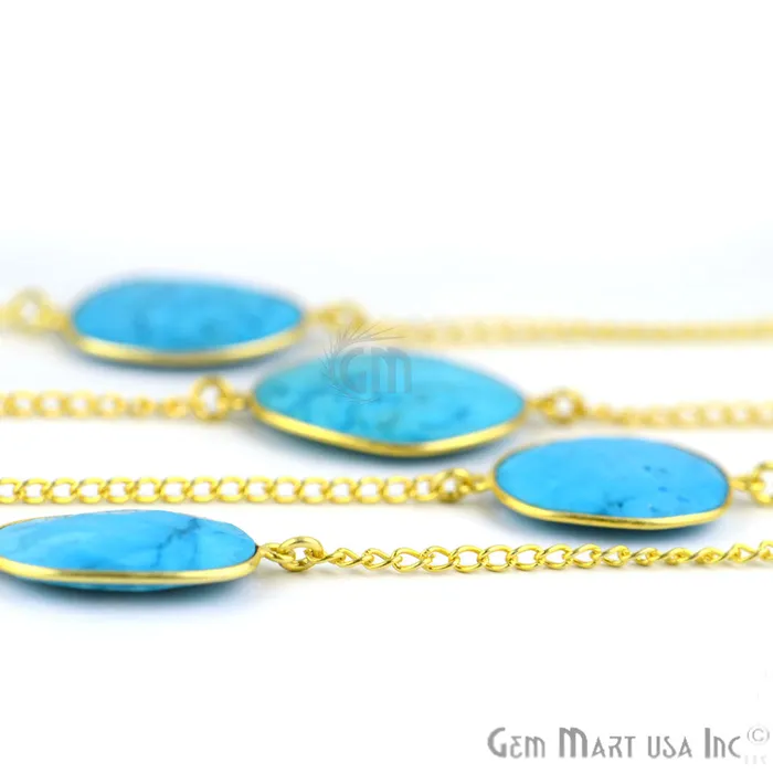GemmartUSA Turquoise 1520mm Gold Plated Bezel Connector Chain PreStyled Sets GemmartUSA Turquoise 1520mm Gold Plated Bezel Connector Chain PreStyled Sets