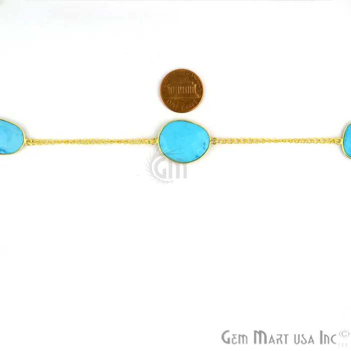 GemmartUSA Turquoise 1520mm Gold Plated Bezel Connector Chain PreStyled Sets GemmartUSA Turquoise 1520mm Gold Plated Bezel Connector Chain PreStyled Sets