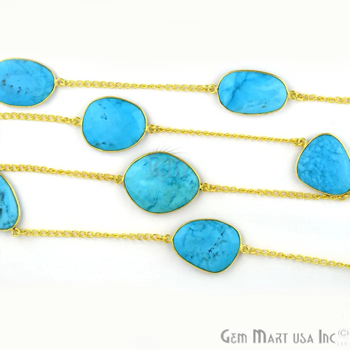 GemmartUSA Turquoise 1520mm Gold Plated Bezel Connector Chain PreStyled Sets GemmartUSA Turquoise 1520mm Gold Plated Bezel Connector Chain PreStyled Sets
